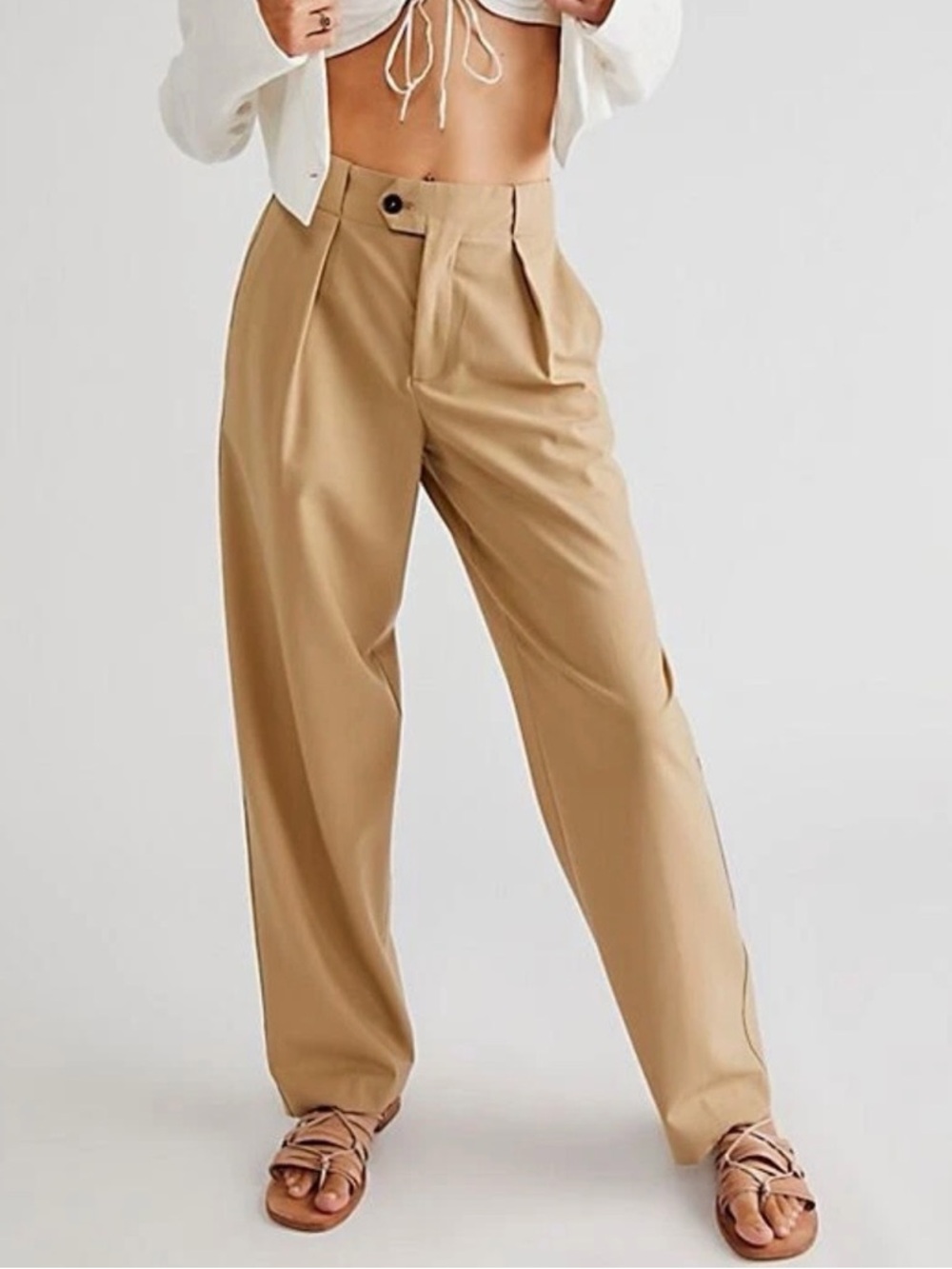 Closed Relaxed Straight Leg Wool Blend‎ Trousers Tan Brown Pants Size 34/18 NWT
